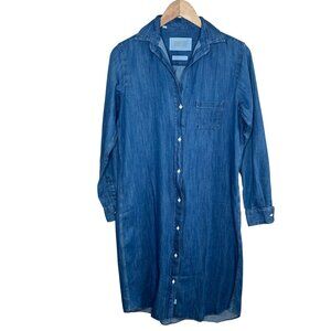 Grayson by Frank and Eileen Womens Cotton Chambray Midi Blue Shirt Dress XS